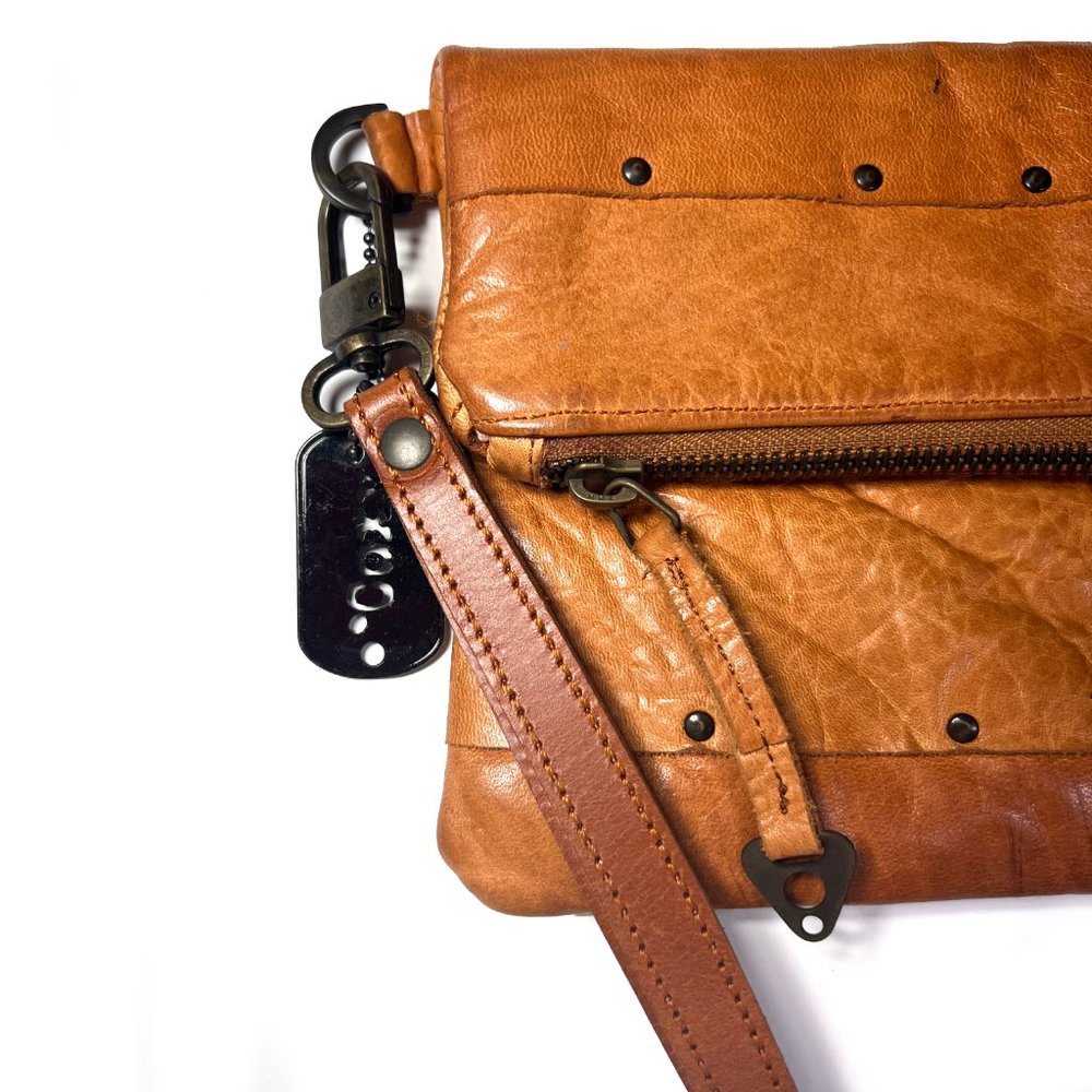 Designed By Coxy - Tan Leather Patchwork Riveted … - image 2